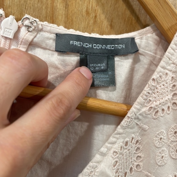 French Connection Blush Coloured Cotton Eyelet Dress - Picture 2 of 5